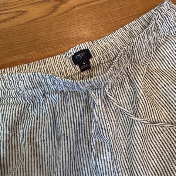 J Crew Linen White and Blue stripped pants - Picture 2 of 3